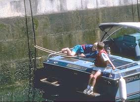 kids on boat