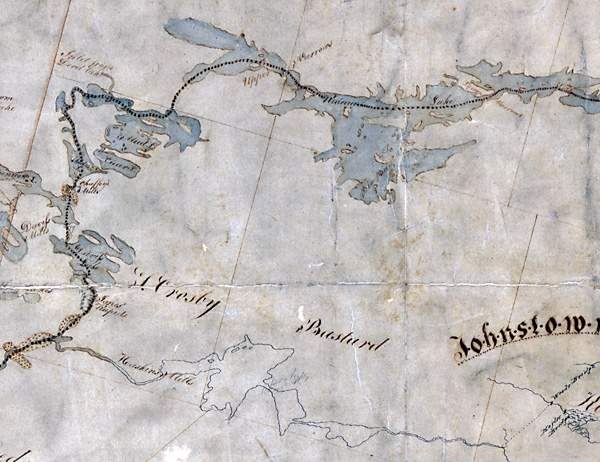 Clowes 1823-24 map of the central Rideau