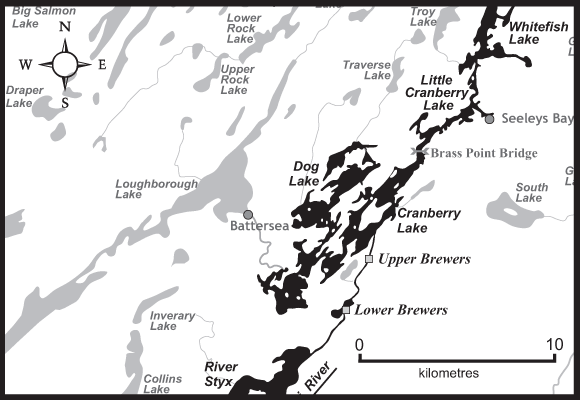 Map of Loughbourough Lake to Upper Brewers