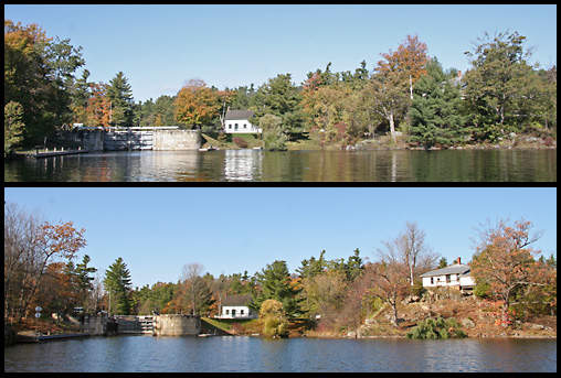 View of Davis Lock before and after brush clearing - photos by Ken W. Watson