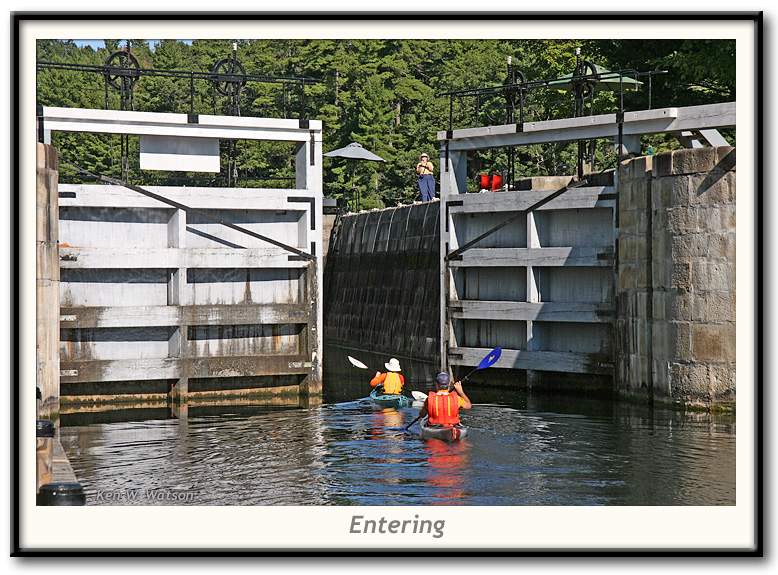 Kayaks entering a lock