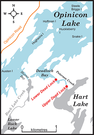 Map of Opinicon and Hart lakes